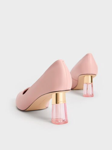 Oleana Metallic-Accent Clear Heel Pumps, Blush, hi-res