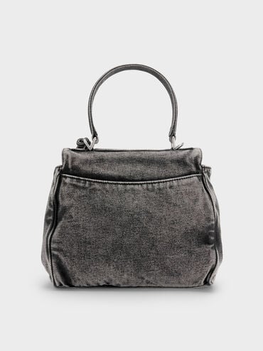 Arita Denim Jeans Top Handle Bag, Denim Noir, hi-res