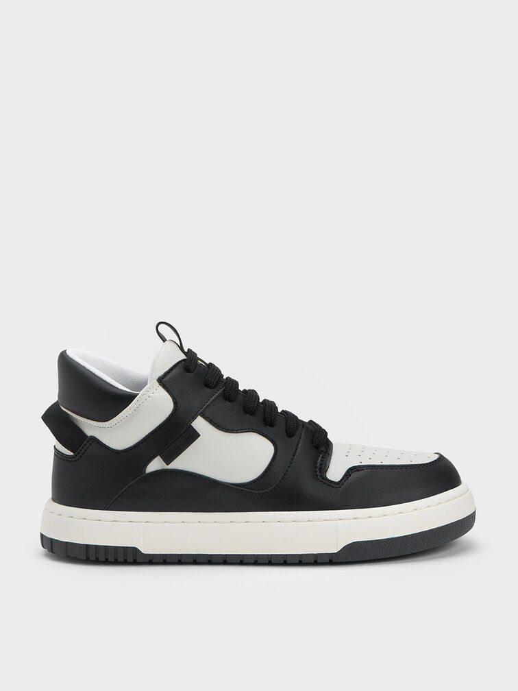 Two-Tone High-Top Platform Sneakers, Black, hi-res
