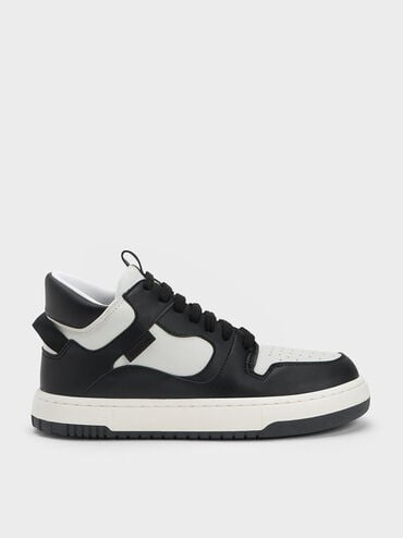 Two-Tone High-Top Platform Sneakers, Black, hi-res