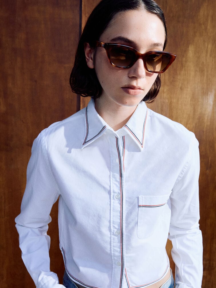 Vesta Tortoiseshell Angular Cat-Eye Sunglasses, T. Shell, hi-res