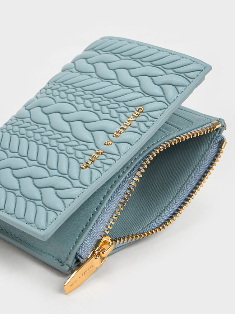 Apolline Textured Top-Zip Wallet, Slate Blue, hi-res