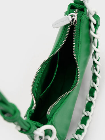 Alouette Curved Shoulder Bag, Green, hi-res