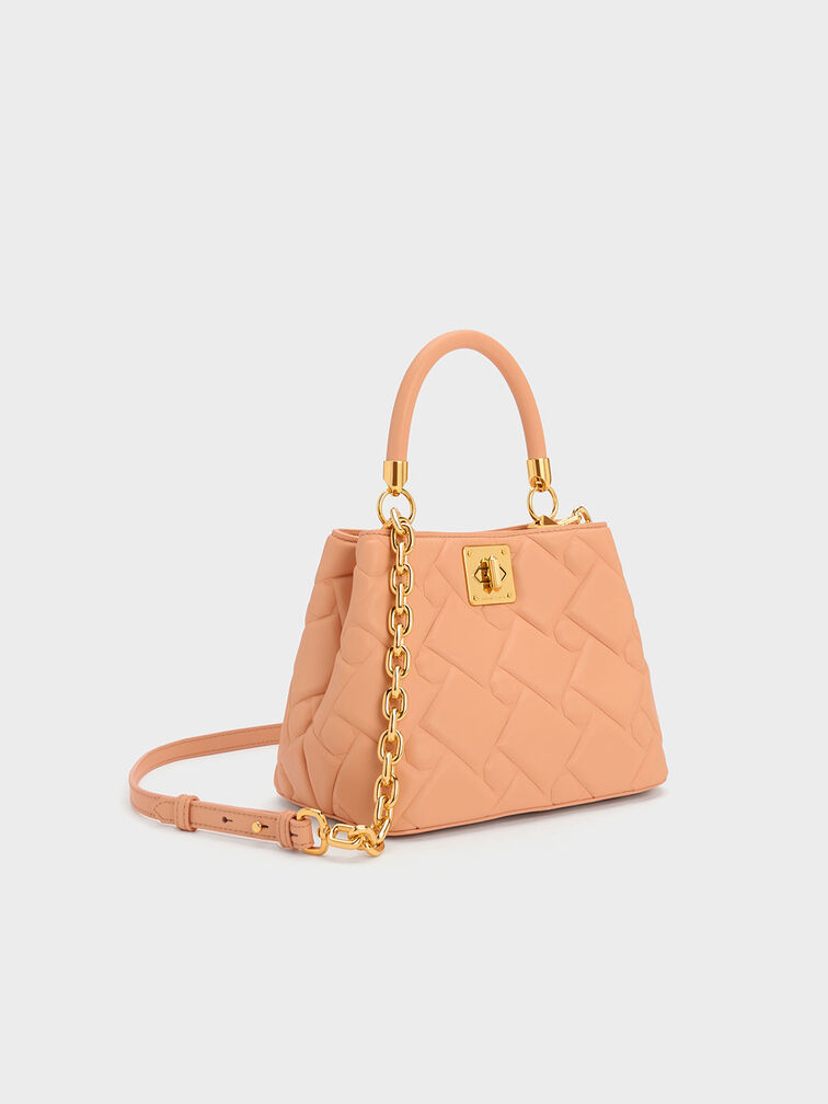 Tillie Quilted Top Handle Bag, Orange, hi-res