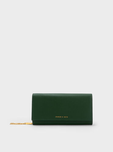 Tassel Detail Long Wallet, Dark Green, hi-res