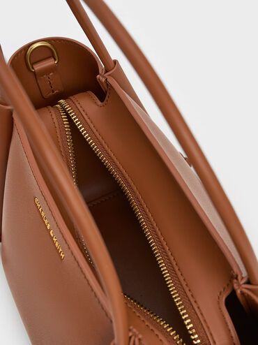 Elora Elongated-Handle Tote Bag, Tan, hi-res