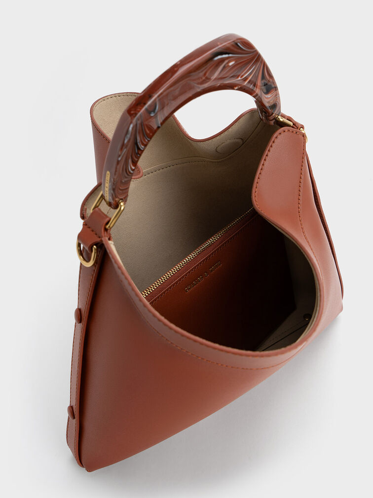 Marlin Acrylic Handle Hobo Bag, Mocha, hi-res