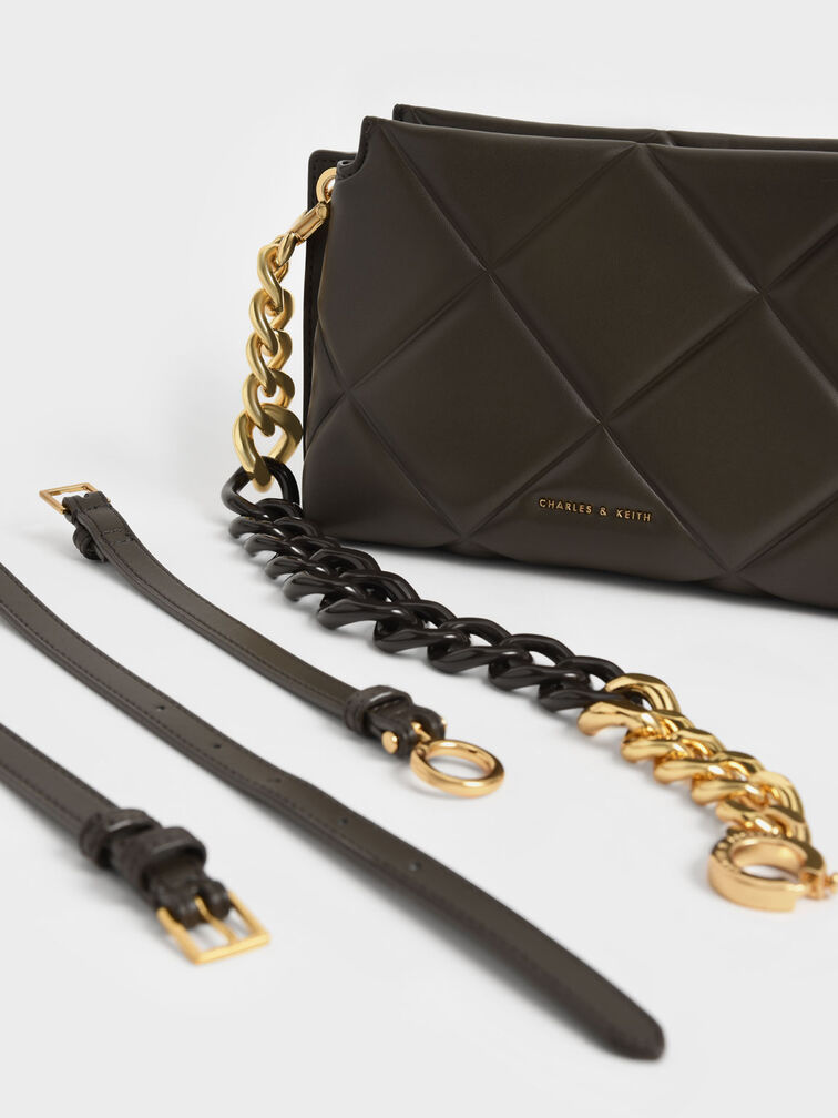 Danika Chunky Chain Padded Bag, Dark Moss, hi-res