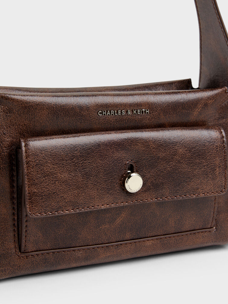 Zevon Multi-Pocket Shoulder Bag, Distressed Coffee, hi-res