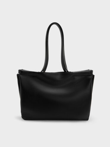 XL Zephyr Tassel Tote Bag, Black, hi-res
