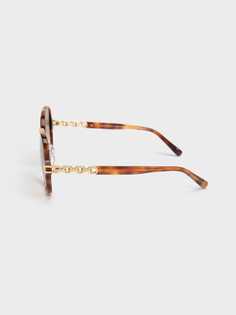 Chain-Link Oversized Butterfly Sunglasses, T. Shell, hi-res