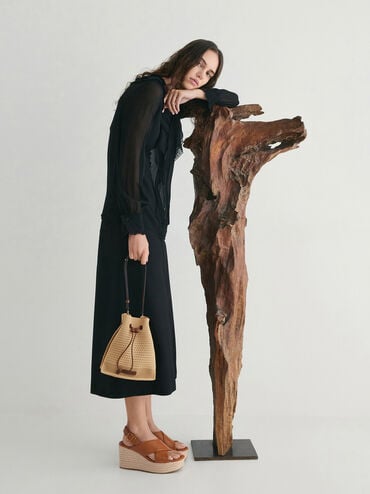 Ida Knitted Bucket Bag, Beige, hi-res