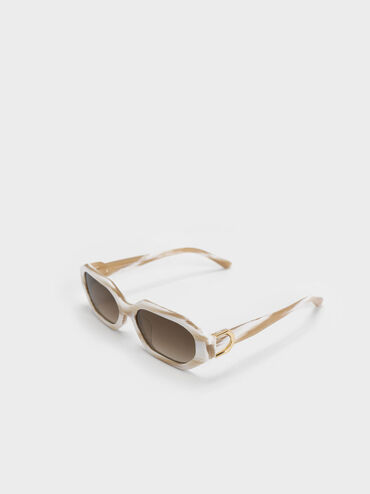 Gabine Recycled Acetate Oval Sunglasses, Cream, hi-res