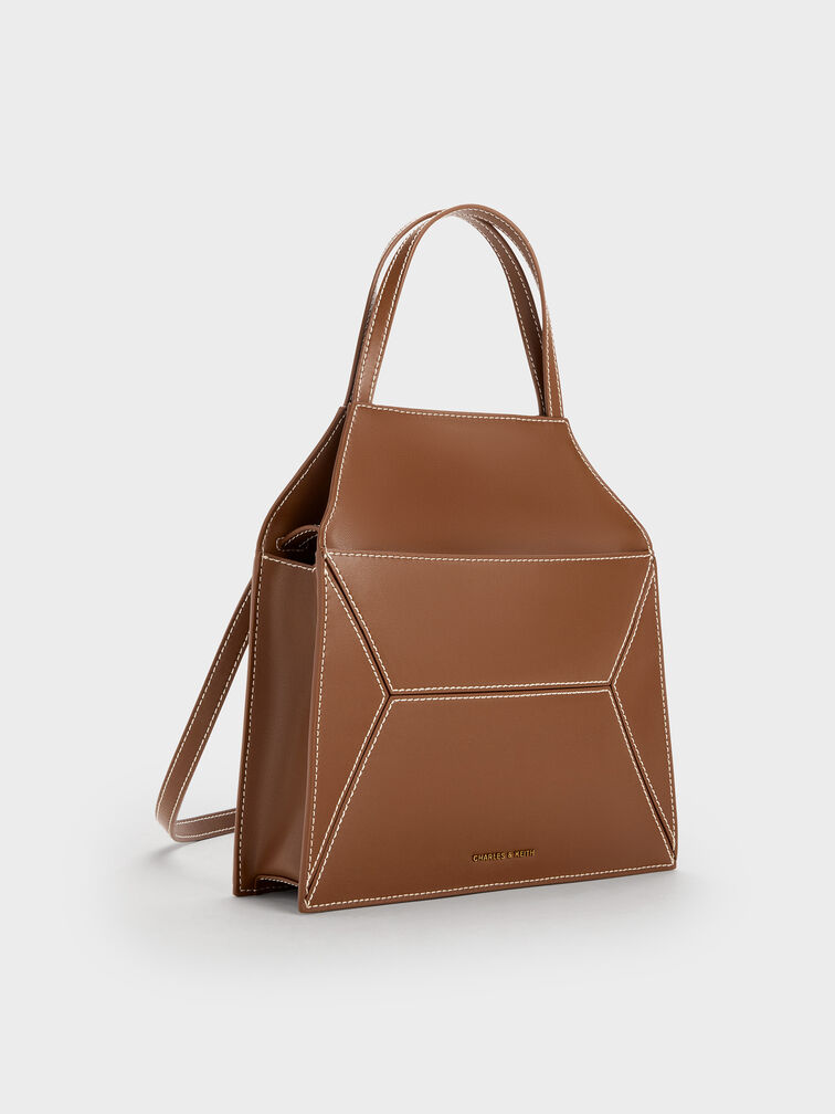Nasrin Geometric Tote Bag, Chocolate, hi-res