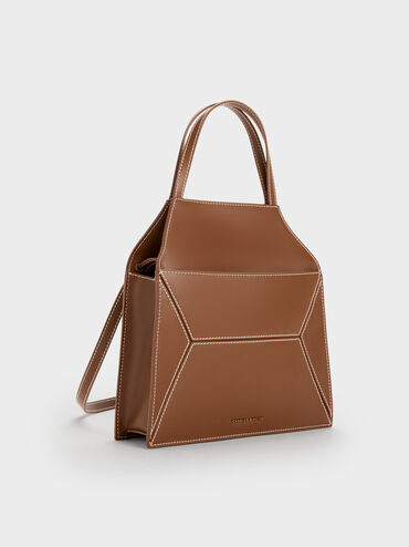 Nasrin Geometric Tote Bag, Chocolate, hi-res