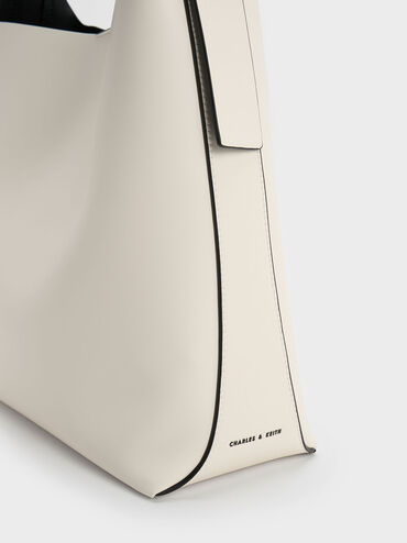 Edna Contrast-Trim Tote Bag, Cream, hi-res