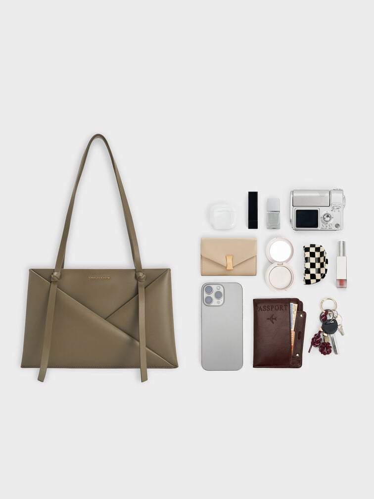 Midori Geometric Tote Bag, Deep Olive, hi-res