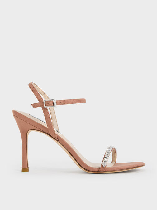 Ambrosia Textured Gem-Embellished Ankle-Strap Pumps, Nude, hi-res