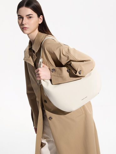 Odella Curved Hobo Bag, Cream, hi-res