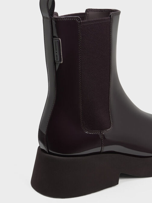 Giselle Patent Chelsea Boots, Maroon, hi-res