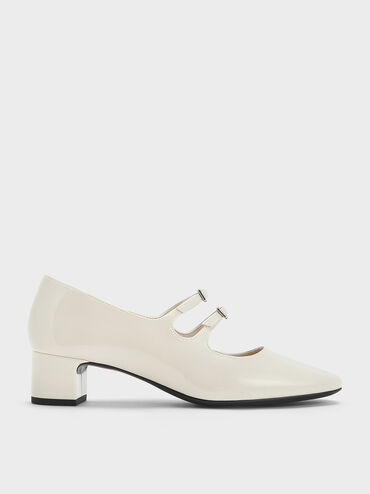 Clementine Double Crystal-Buckle Mary Jane Pumps, Chalk, hi-res