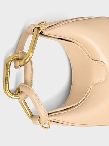 Mini Kora Chain-Link Moon Bag, Beige, hi-res