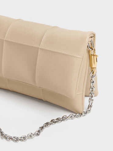 Delfina Quilted Wallet On Chain, Sand Beige, hi-res