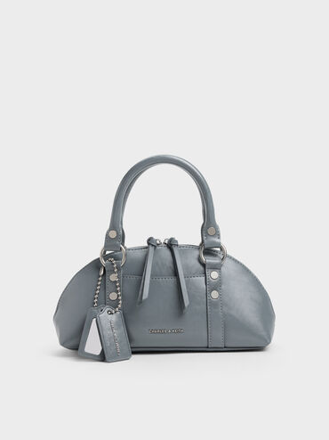 Tatiana Studded Bowling Bag, Smoky Blue, hi-res
