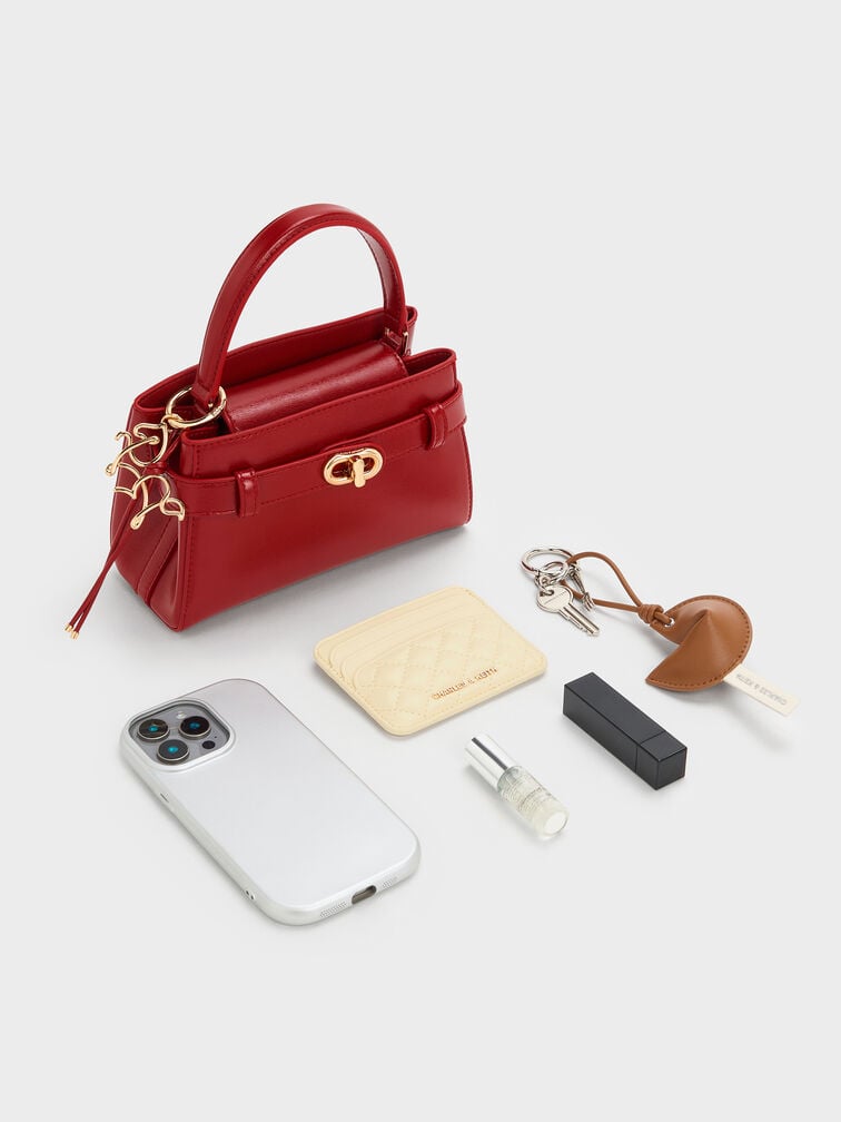 Aubrielle Horse-Motif Top Handle Bag, Tomato Red, hi-res