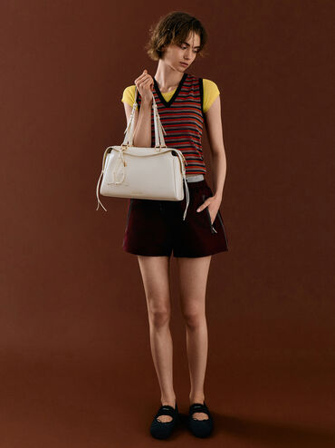 Haylen Braided-Charm Shoulder Bag, Cream, hi-res