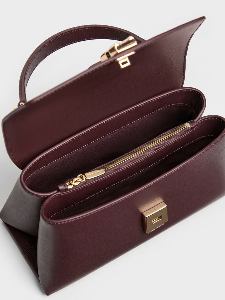 Adalyn Metallic-Buckle Chain-Strap Top Handle Bag, Wineberry Red, hi-res