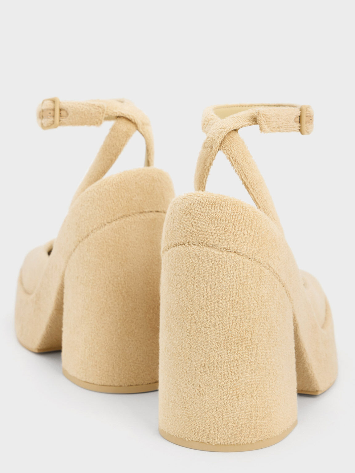 Beige t shop strap platform heels