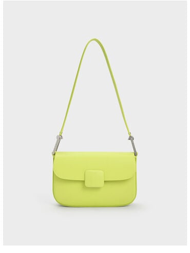 Koa Square Push-Lock Shoulder Bag, Lime, hi-res