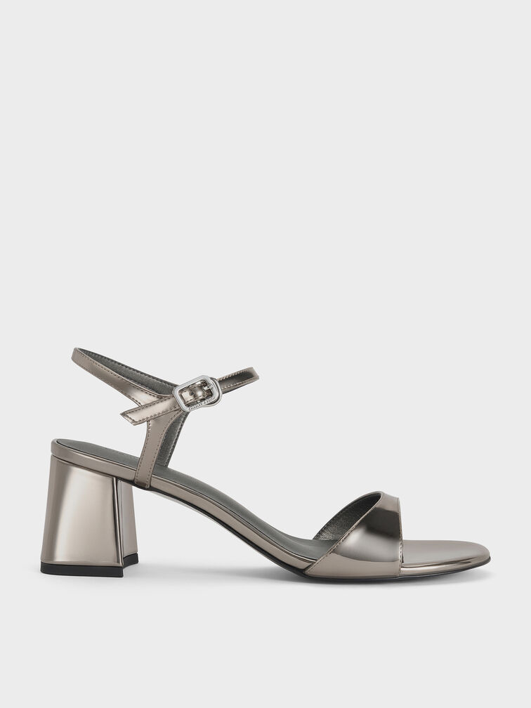 Betty Metallic Block-Heel Sandals, Pewter, hi-res