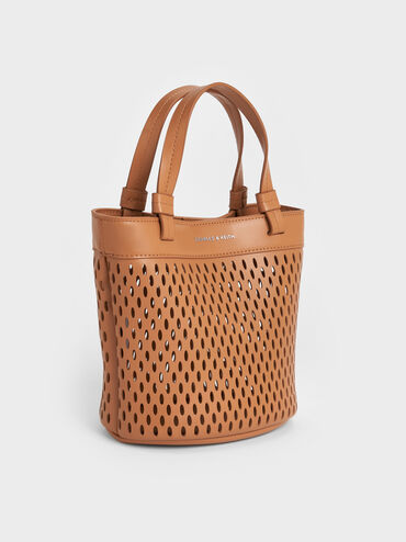 Juno Perforated Tote Bag, Russet Brown, hi-res