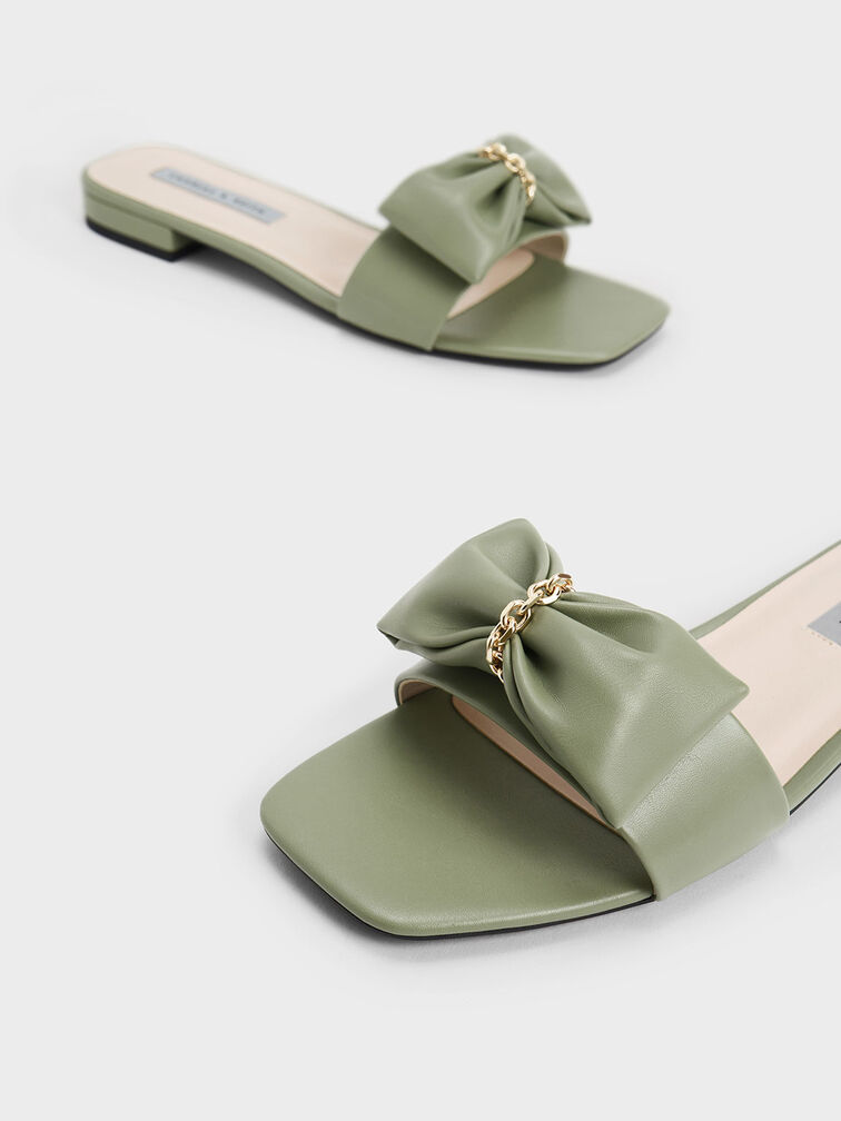 Chain-Link Bow Slides, Sage Green, hi-res