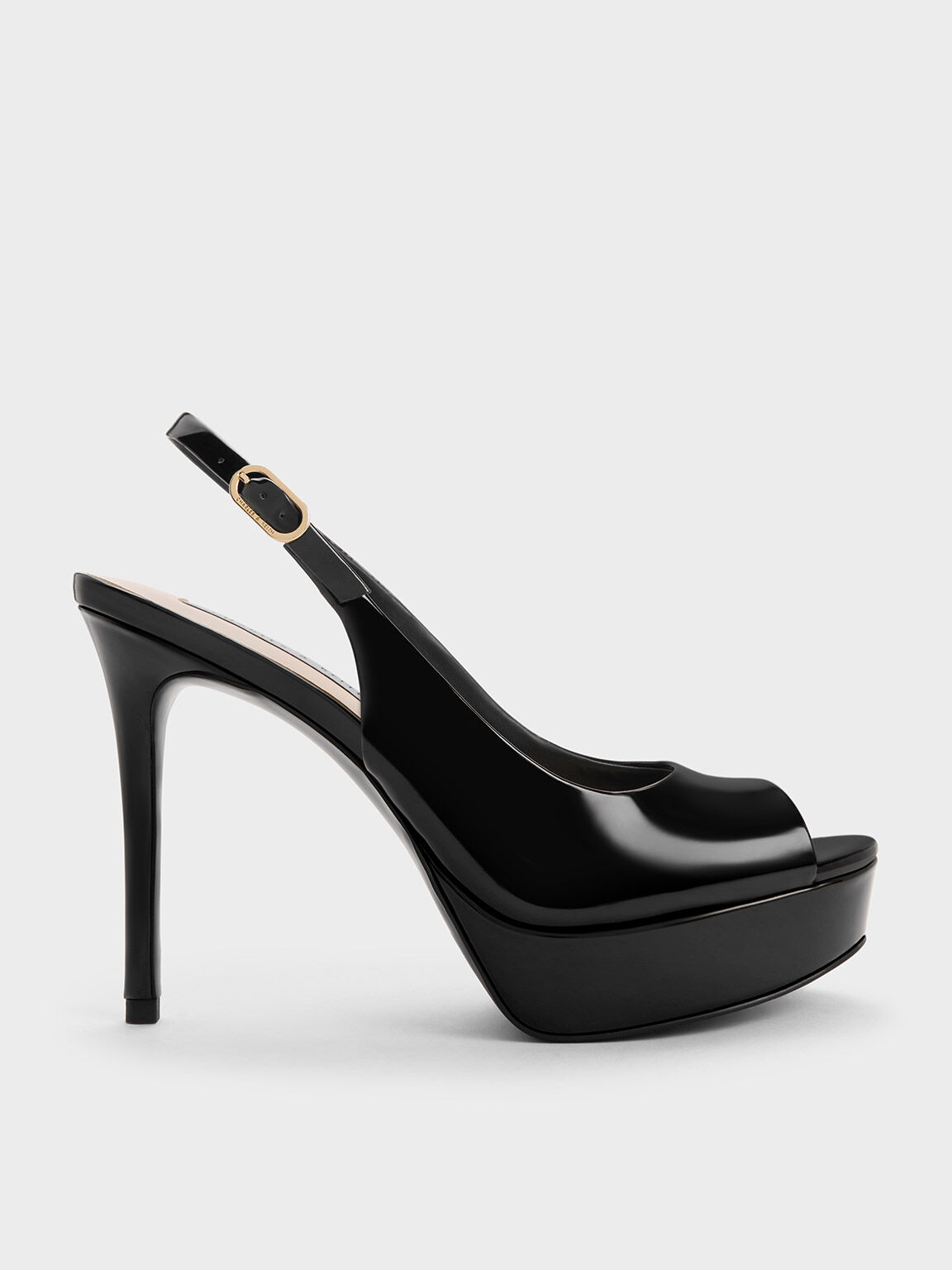 Black platform slingback heels discount