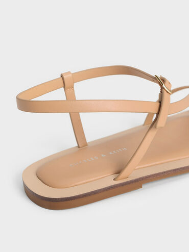Asymmetric Toe Ring Sandals, Tan, hi-res