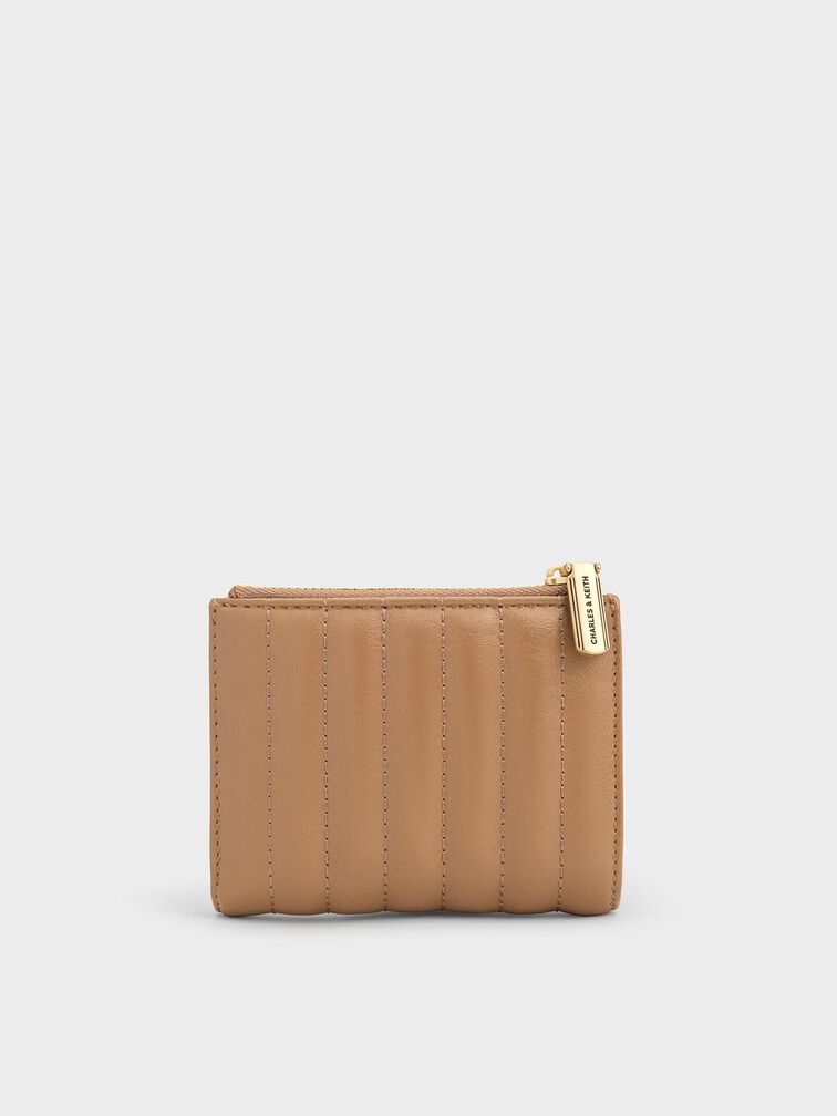 Donna Crinkle-Effect Panelled Top-Zip Wallet, Tan, hi-res