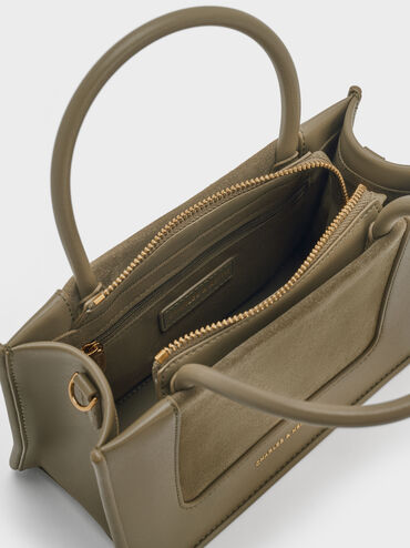 Mini Daylla Recycled Suede Tote Bag, Deep Olive, hi-res