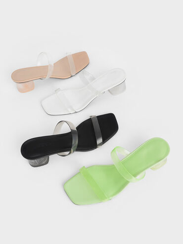 Double Strap See-Through Mules, White, hi-res