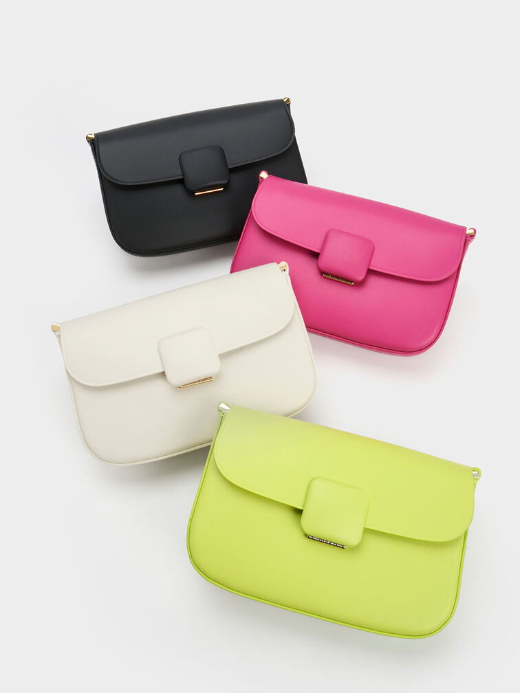 Koa Square Push-Lock Shoulder Bag, Lime, hi-res