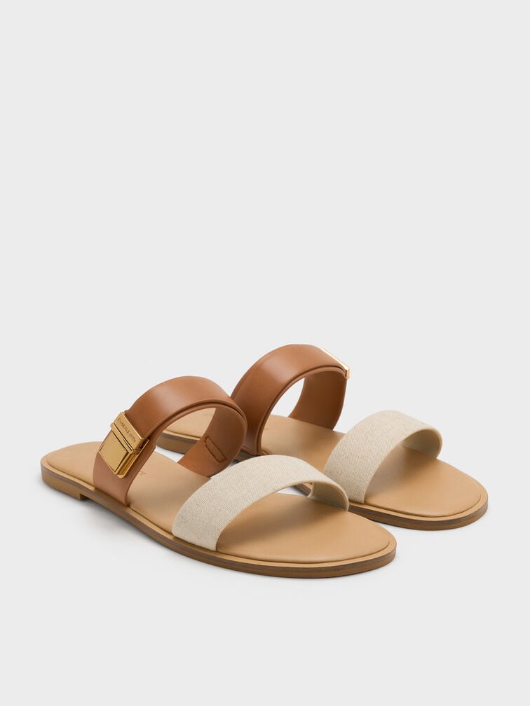 Dove Two-Tone Double-Strap Sandals, Caramel, hi-res
