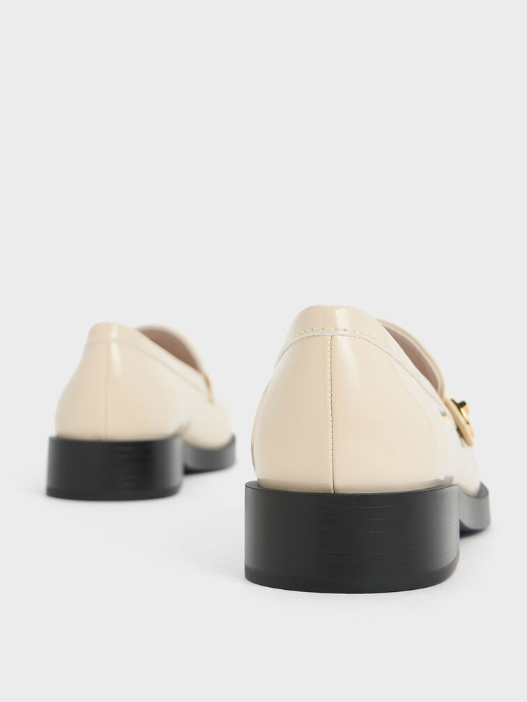 Hettie Metallic-Buckle Strap Loafers, Chalk, hi-res