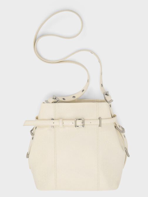 Bryna Belted Bucket Bag, Cream, hi-res
