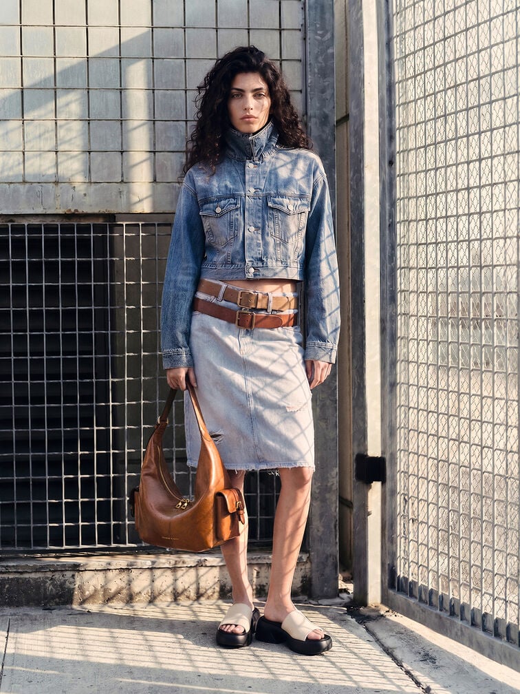Large Bessie Side-Pocket Hobo Bag, Distressed Tan, hi-res