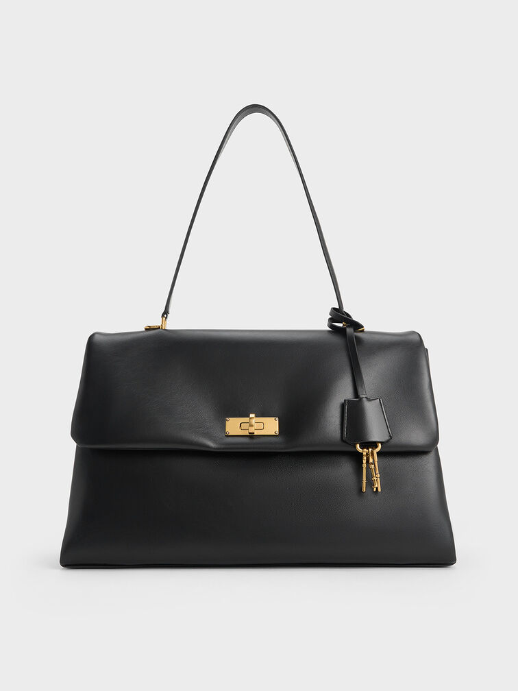 Kerry Top Handle Satchel Bag, Black, hi-res