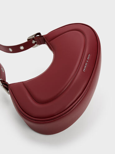 Petra Curved Shoulder Bag, Red, hi-res