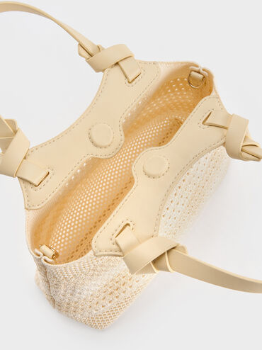 Ida Checkered Knotted Handle Tote Bag, Butter Yellow, hi-res