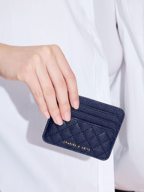 Quilted Card Holder, Navy, hi-res